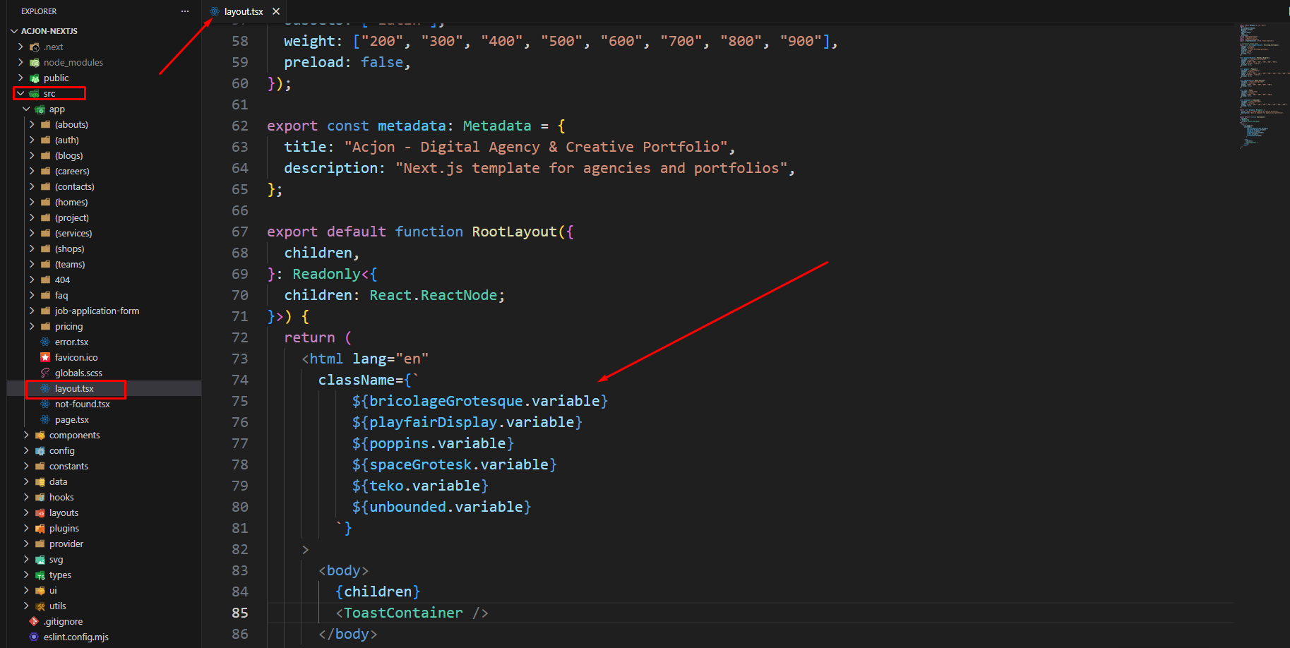 Google Font configuration